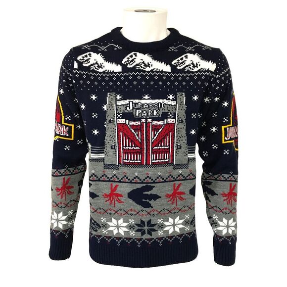Jurassic Park Unisex Adult Gates Christmas Jumper / Multicolored - Picture 1 of 1